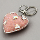 Мягкая игрушка "Объемное сердце" со стразами, на брелоке, 7 см, цвет розовый - фото 4129222
