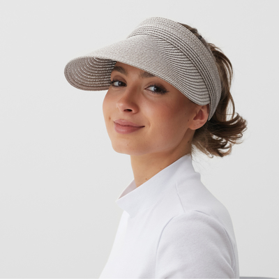 Козырёк женский плетёный MINAKU, серый, размер 58, целлюлоза