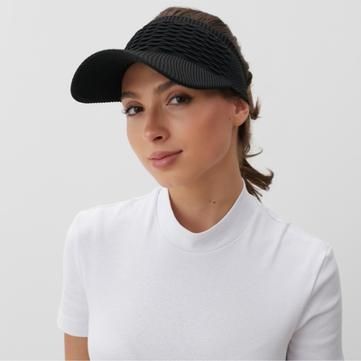 Козырёк женский плетёный MINAKU, чёрный, размер 56-58