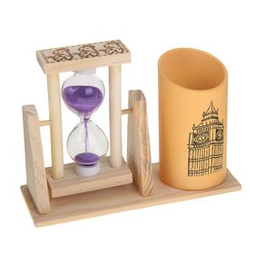 Песочные часы "Достопримечательности", с органайзером для канцелярии, 9.5 х 13 см