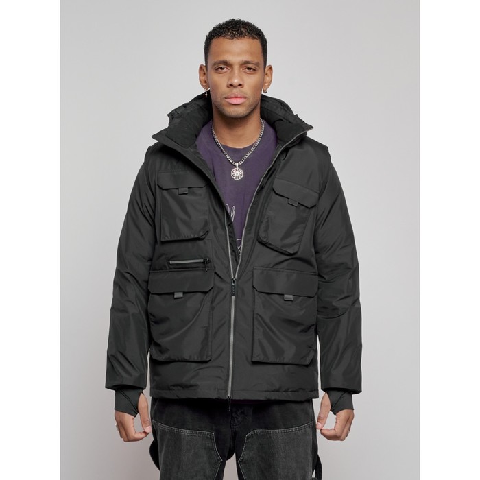 Куртка-жилетка трансформер мужская зимняя, размер 56, цвет чёрный