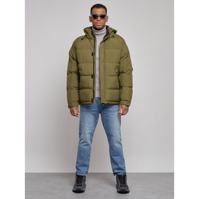 Куртка спортивная болоньевая мужская зимняя, размер 56, цвет хаки