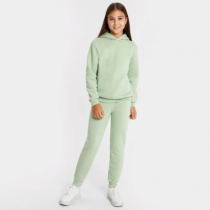 Комплект для девочки (толстовка, брюки), цвет зелёный, рост 92-98 см - Фото 1