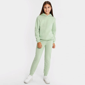 Комплект для девочки (толстовка, брюки), цвет зелёный, рост 128-134 см