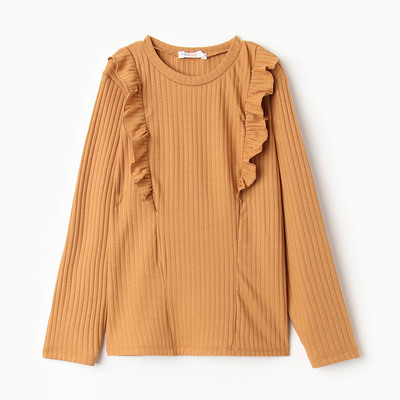 Лонгслив для девочки, цвет горчичный, рост 134 см