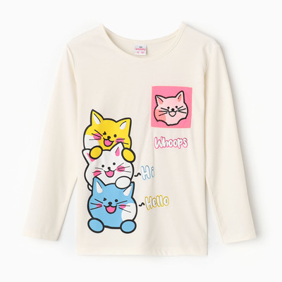 Лонгслив для девочки, цвет молочный, рост 152 см
