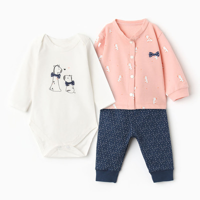 Костюм детский (боди, штаны), цвет персик, рост 74 см