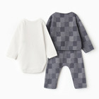 Комплект для мальчика, цвет серый/клетка, рост 68 см - фото 23594288