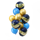 Букет из шаров «Богатства и здоровья», сине-золотой, фольга, латекс, набор 14 шт. - Фото 2