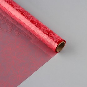 Плёнка для цветов упаковочная глянцевая прозрачная «Цветы», розовая, 0.6 x 10 м