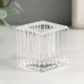 Подсвечник стекло на 1 свечу "Квадрат" прозрачный d- 2 см 3,8х3,8х4 см