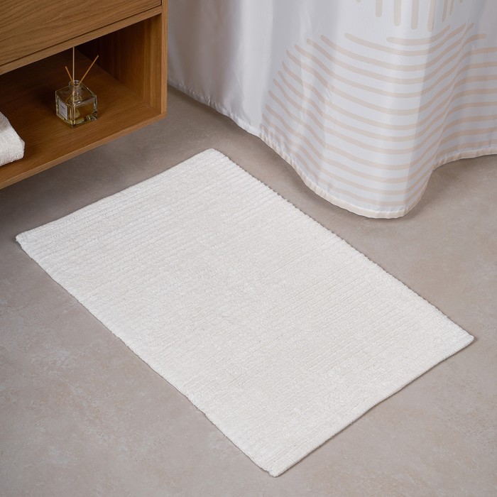 Мягкий коврик для ванной комнаты, 60х90 см, цвет белый - Фото 1