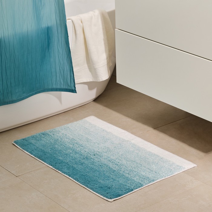 Мягкий коврик для ванной комнаты, 50х80 см, цвет голубой - Фото 1