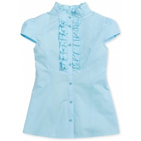 Блузка для девочек, рост 134 см, цвет голубой