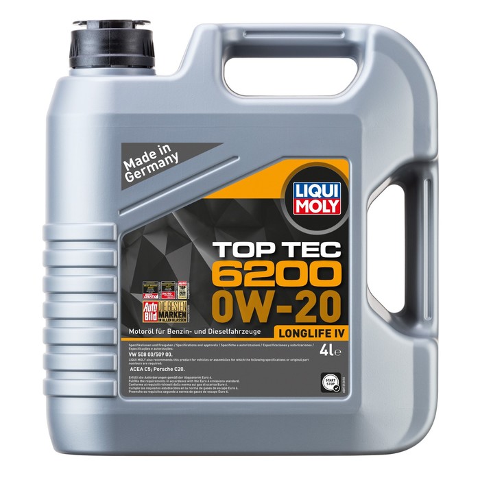 Масло моторное LiquiMoly Top Tec 6200 0W-20 C5, НС-синтетическое, 4 л - Фото 1