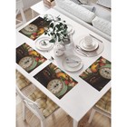 Комплект салфеток для сервировки стола «Новый год стучится», прямоугольные, размер 32х46 см, 4 шт - фото 294421742