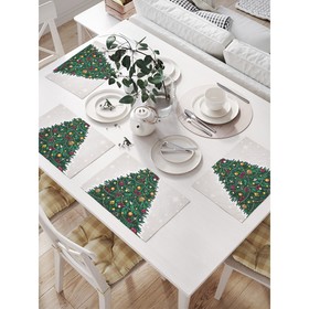 Комплект салфеток для сервировки стола «Ёлочка нарядная», прямоугольные, размер 32х46 см, 4 шт
