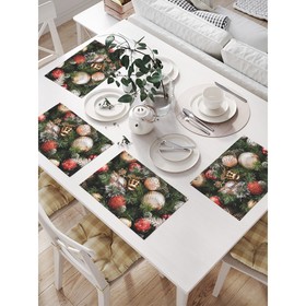 Комплект салфеток для сервировки стола «Праздничное украшение», прямоугольные, размер 32х46 см, 4 шт