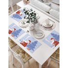 Комплект салфеток для сервировки стола «Дед Мороз под ёлкой», прямоугольные, размер 32х46 см, 4 шт - фото 303768918