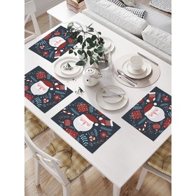Комплект салфеток для сервировки стола «Счастливый Дед Мороз», прямоугольные, размер 32х46 см, 4 шт