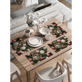 Комплект салфеток для сервировки стола «Праздничное украшение», прямоугольные, закруглённые края, размер 30х46 см, 4 шт