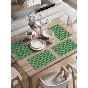 Комплект салфеток для сервировки стола «Зеленый дракон», прямоугольные, закруглённые края, размер 30х46 см, 4 шт