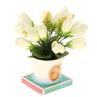 Декоративный букет в горшке «Следуй за мечтой», белые тюльпаны, 8.2 × 18.5 см - Фото 3