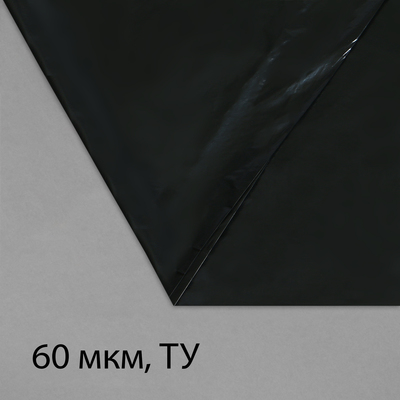 Плёнка полиэтиленовая, техническая, толщина 60 мкм, 5 × 3 м, рукав (1,5 м × 2), чёрная, 2 сорт, Эконом 50 %
