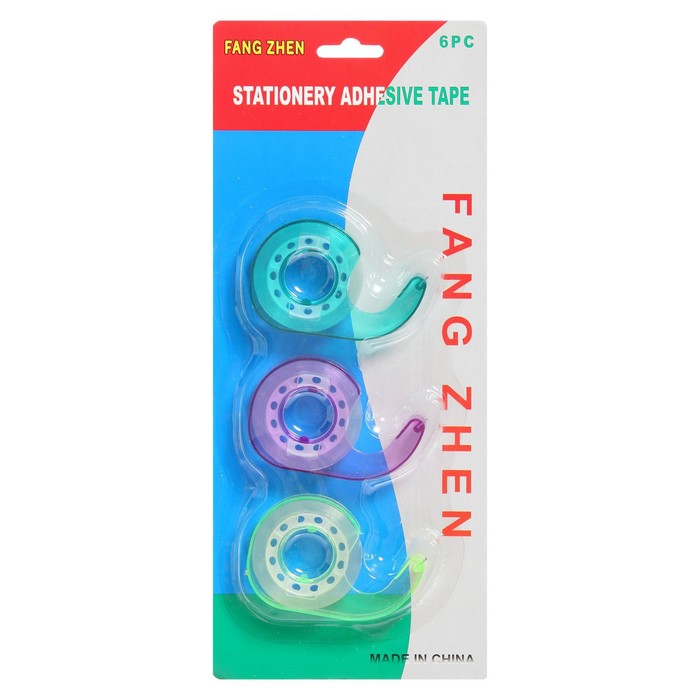 УЦЕНКА Диспенсер с клейкой лентой, цена за 3 штуки, блистер, МИКС - Фото 1