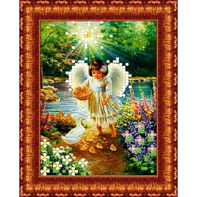 Набор для вышивки бисером «Ангел с утятами», 9х13 см