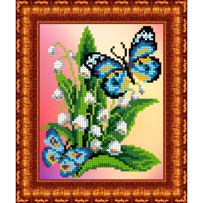Набор для вышивки бисером «Бабочка на ландышах», 13х16 см - Фото 1