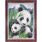 Набор для вышивки бисером «Мамы и их зверята. Панды», 19х25 см - фото 110007345