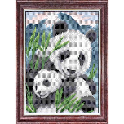 Набор для вышивки бисером «Мамы и их зверята. Панды», 19х25 см