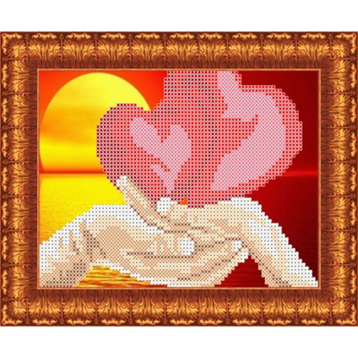 Набор для вышивки бисером «Влюблённые сердца», 13х18 см