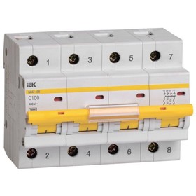 Выключатель автоматический IEK, четырехполюсный, C 100 А, ВА 47-100, 10 кА, MVA40-4-100-C