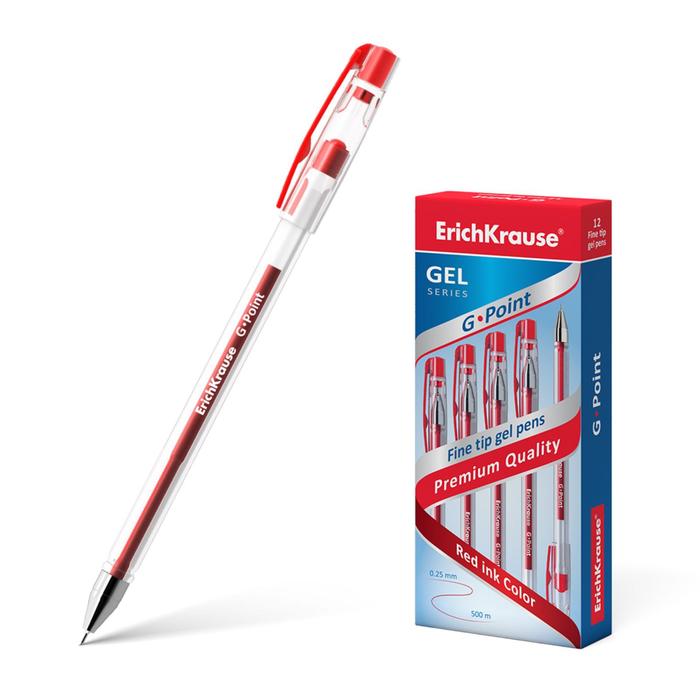 Ручка гелевая ErichKrause G-Point, чернила красные, узел 0.38 мм, длина линии письма 500 метров - Фото 1
