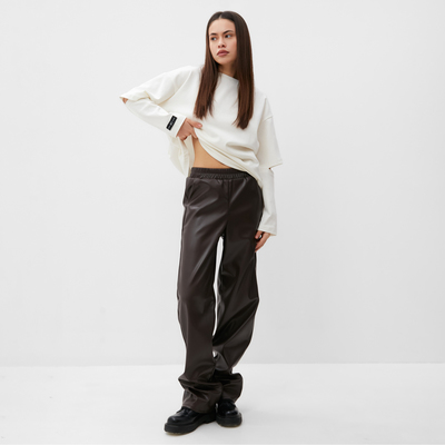 Брюки женские кожаные MIST Base, размер 42, коричневые