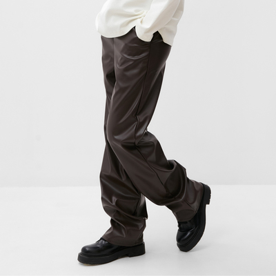 Брюки женские кожаные MIST Base, размер 42, коричневые