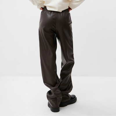 Брюки женские кожаные MIST Base, размер 42, коричневые