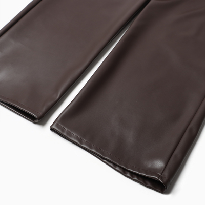 Брюки женские кожаные MIST Base, размер 42, коричневые