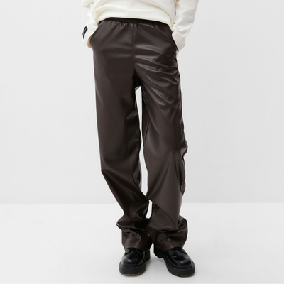 Брюки кожаные женские MIST Base, размер 48, коричневые