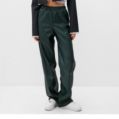 Брюки кожаные женские MIST Base, размер 48, зелёные