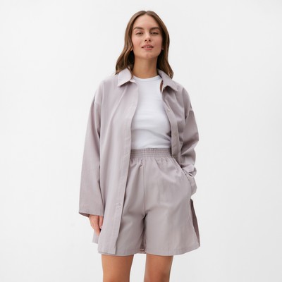 Пижама женская (рубашка, шорты) KAFTAN, размер 44-46, серая