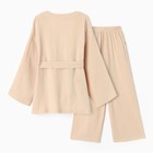 Комплект домашний женский (рубашка на запах, брюки) KAFTAN Basic, размер 44-46, бежевый - Фото 14