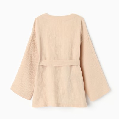 Комплект домашний женский (рубашка на запах, брюки) KAFTAN Basic, размер 48-50, бежевый