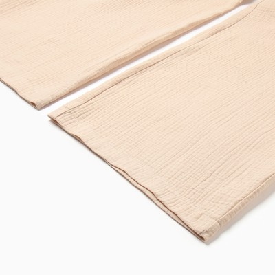Комплект домашний женский (рубашка на запах, брюки) KAFTAN Basic, размер 48-50, бежевый