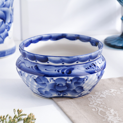 Бульонница "Цветы", гжель