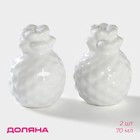 Набор для специй Доляна «Ананас», 2 предмета: солонка 70 мл, перечница 70 мл, белый - Фото 1