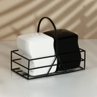 Набор керамический для специй на металлической подставке Kitchen, 2 шт, цвет белый-чёрный - фото 4413010