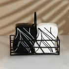 Набор керамический для специй на металлической подставке «Линии», 2 шт, цвет белый-чёрный - Фото 3